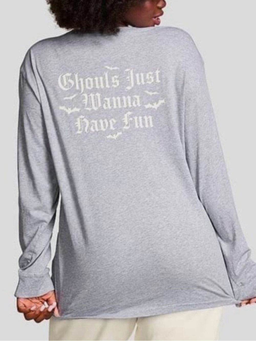 PINK Victoria's Secret Long Sleeve T-shirt Size XS Ghouls just wanna have fun!